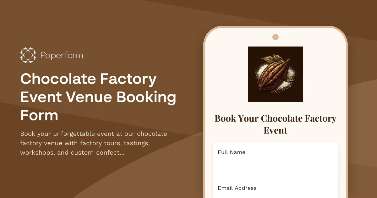 Chocolate Factory Event Venue Booking Form