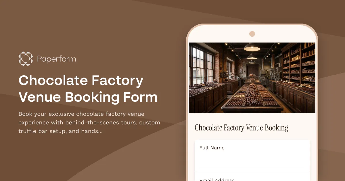 Chocolate Factory Venue Booking Form