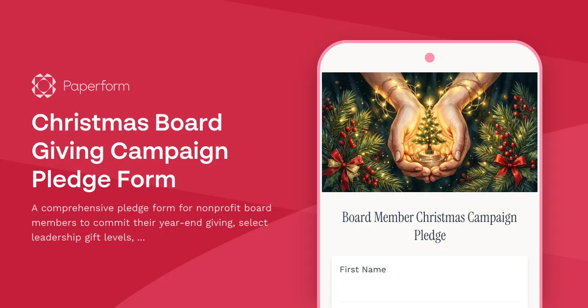 Christmas Board Giving Campaign Pledge Form