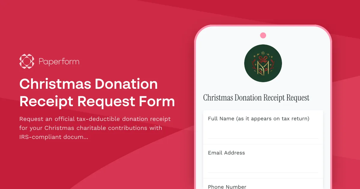 Christmas Donation Receipt Request Form