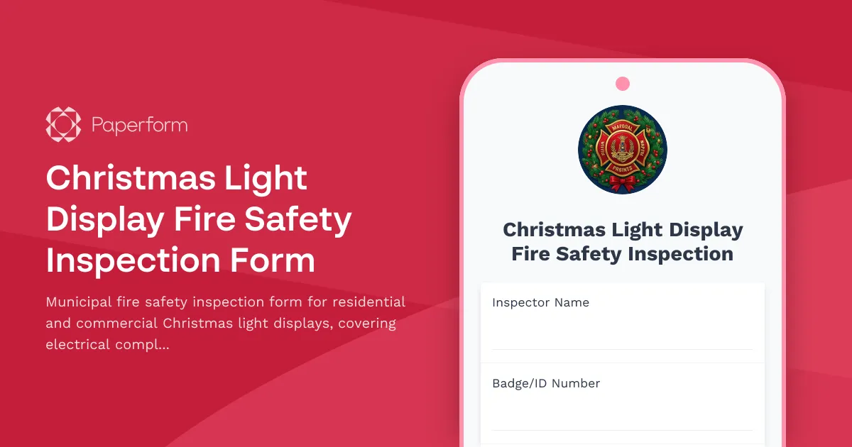 Christmas Light Display Fire Safety Inspection Form