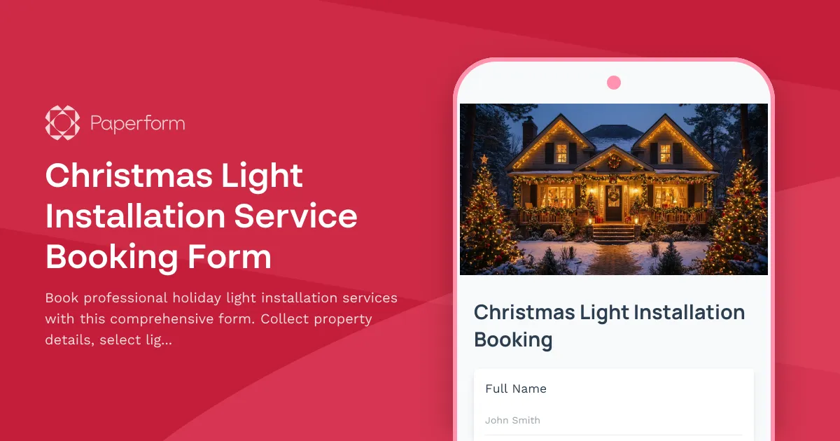 Christmas Light Installation Service Booking Form