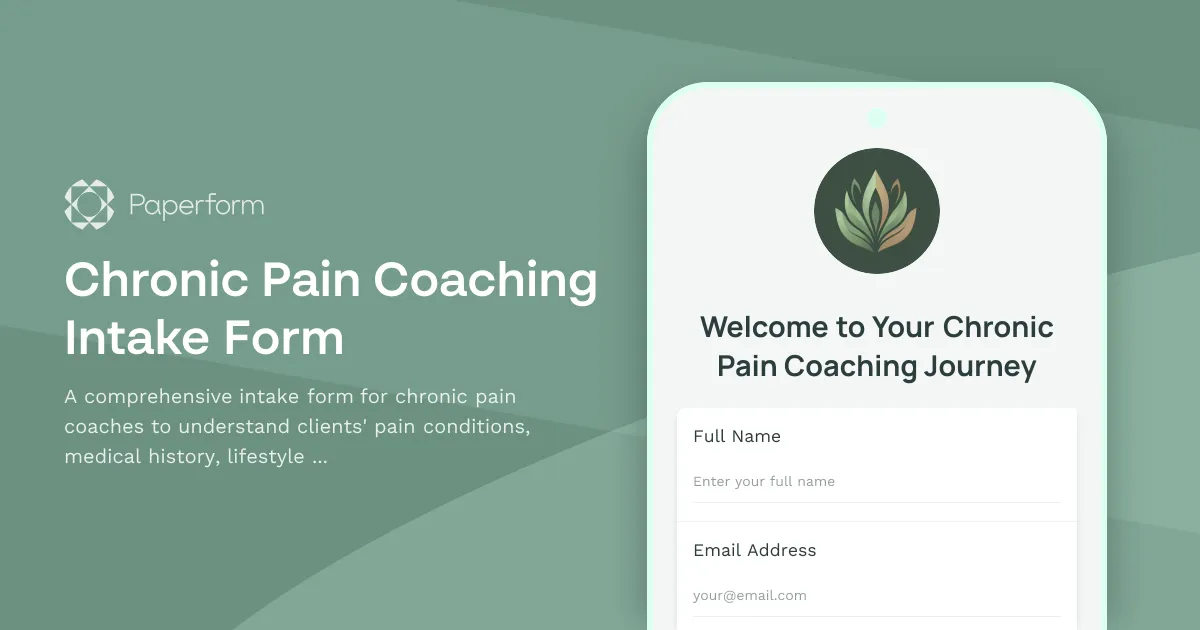 Chronic Pain Coaching Intake Form