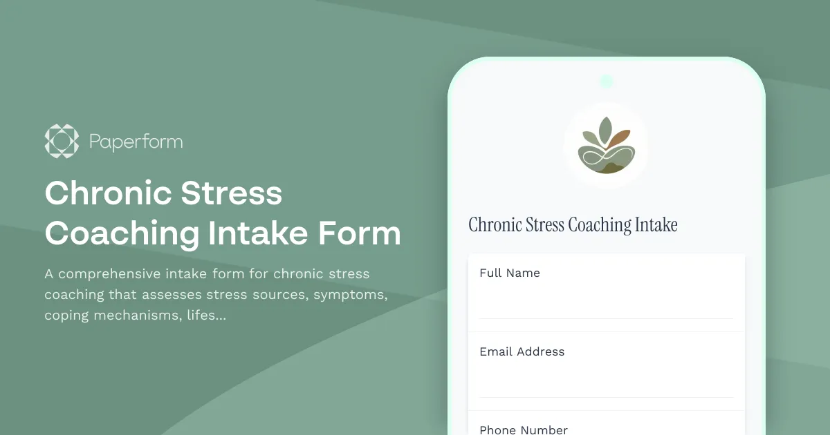 Chronic Stress Coaching Intake Form