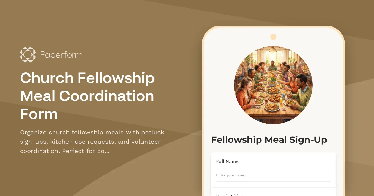 Church Fellowship Meal Coordination Form