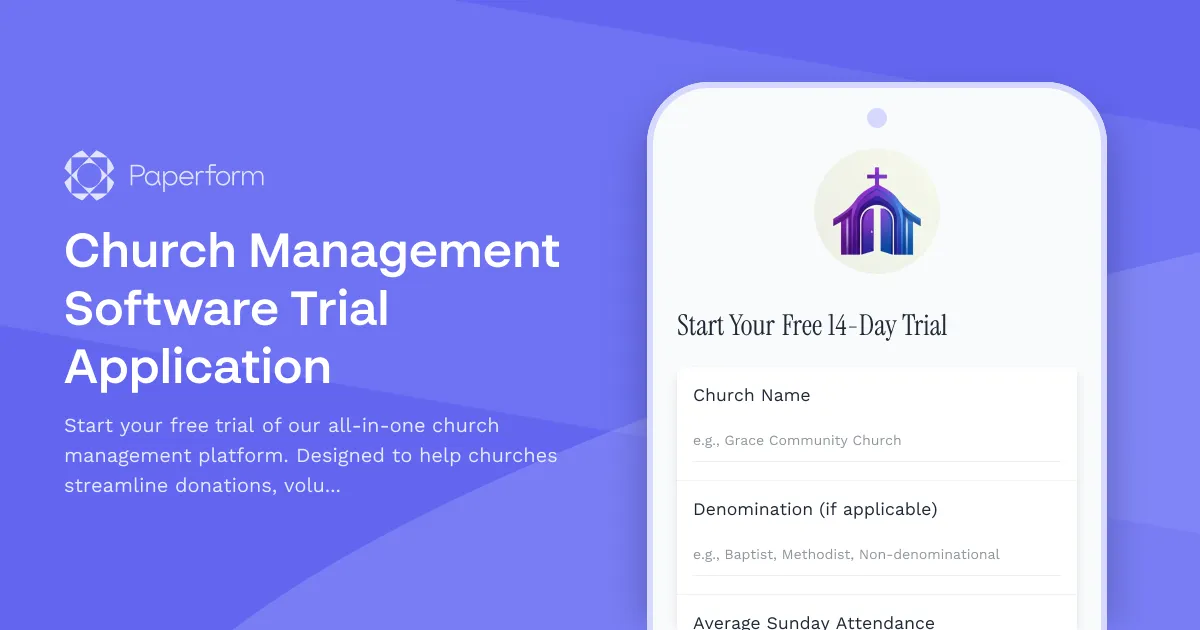 Church Management Software Trial Application
