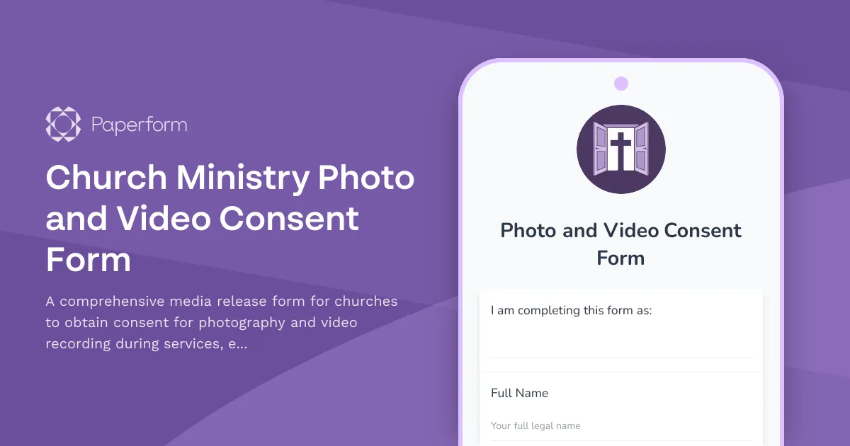 Church Ministry Photo and Video Consent Form