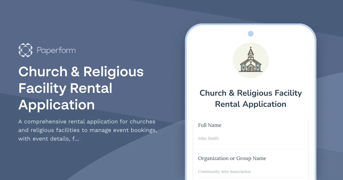 Church & Religious Facility Rental Application