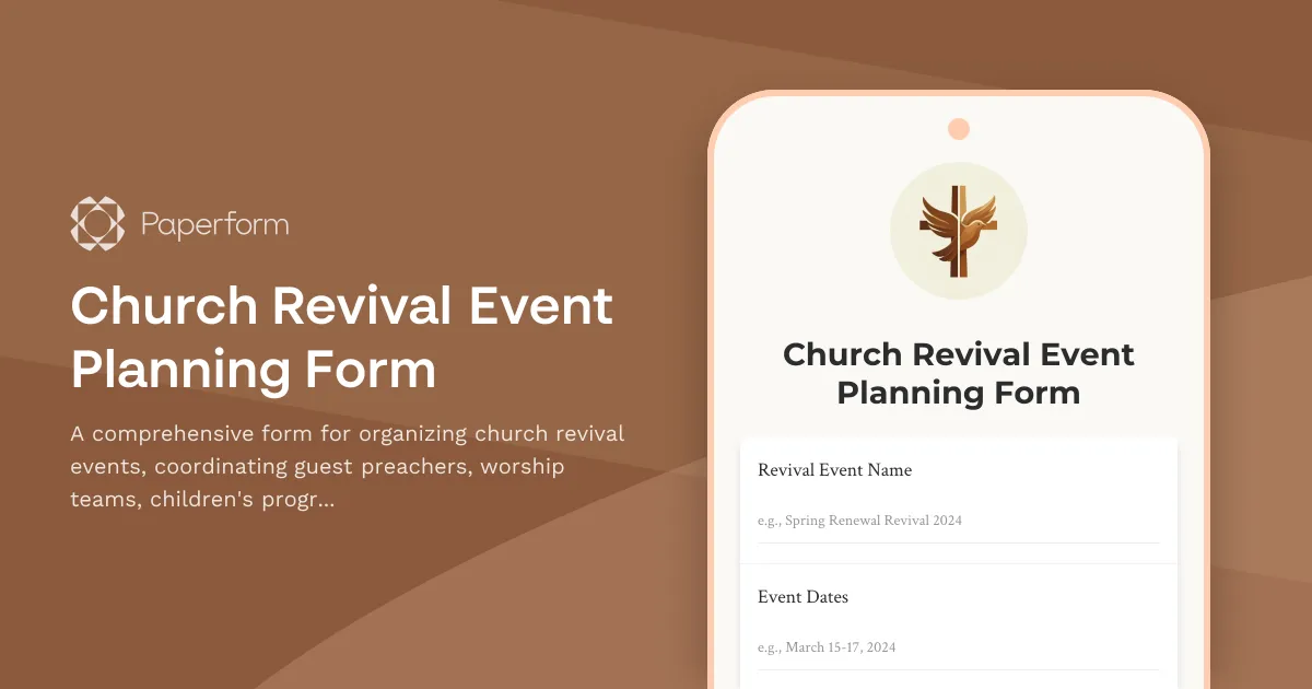 Church Revival Event Planning Form