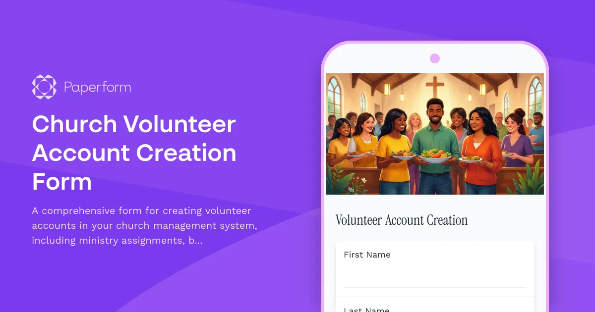 Church Volunteer Account Creation Form