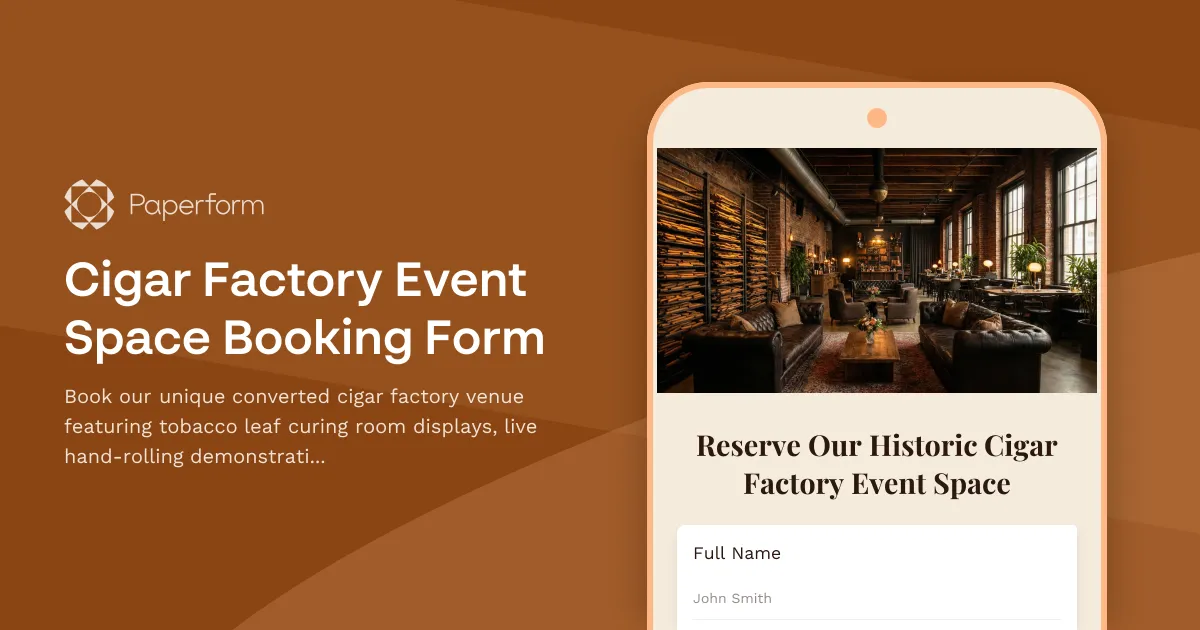 Cigar Factory Event Space Booking Form