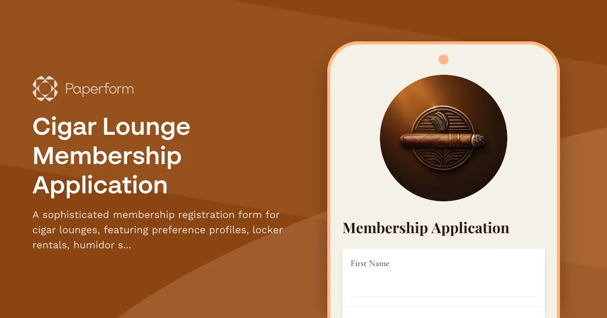 Cigar Lounge Membership Application