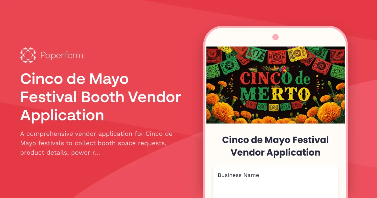 Cinco de Mayo Festival Booth Vendor Application