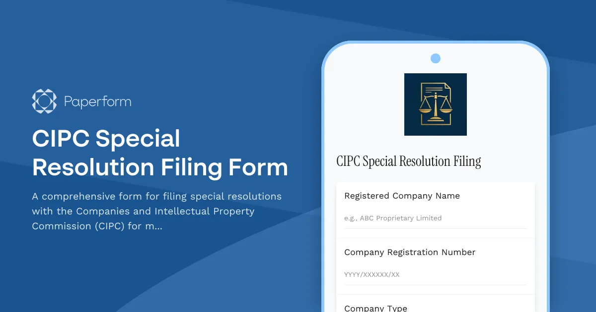 CIPC Special Resolution Filing Form