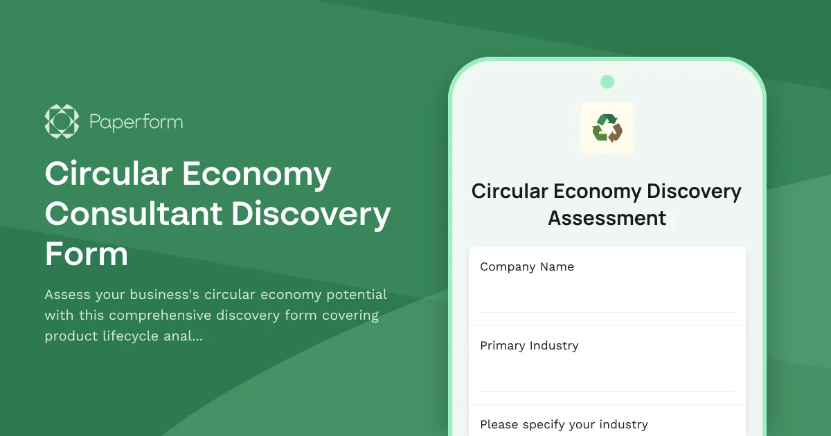 Circular Economy Consultant Discovery Form