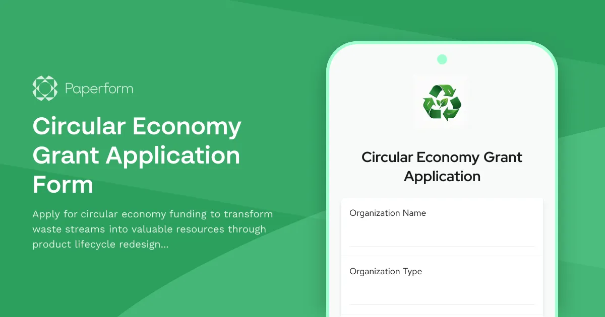 Circular Economy Grant Application Form