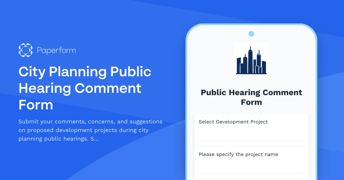 City Planning Public Hearing Comment Form