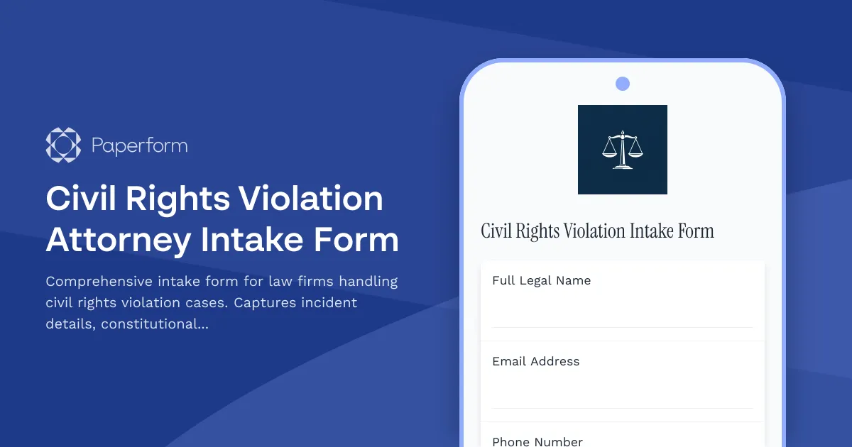 Civil Rights Violation Attorney Intake Form