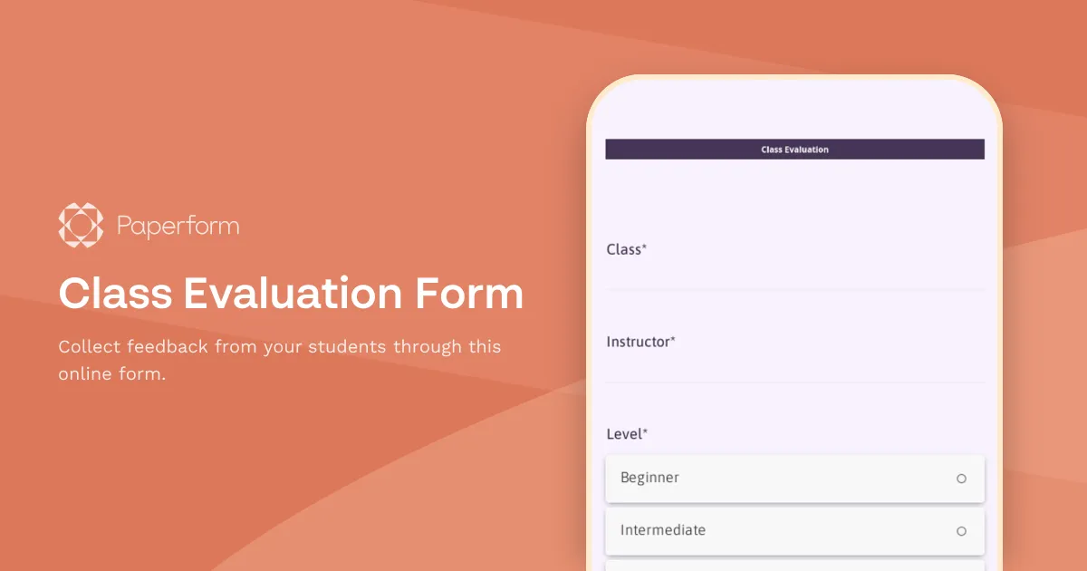 Class Evaluation Form