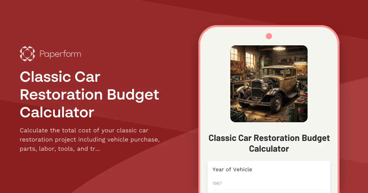 Classic Car Restoration Budget Calculator