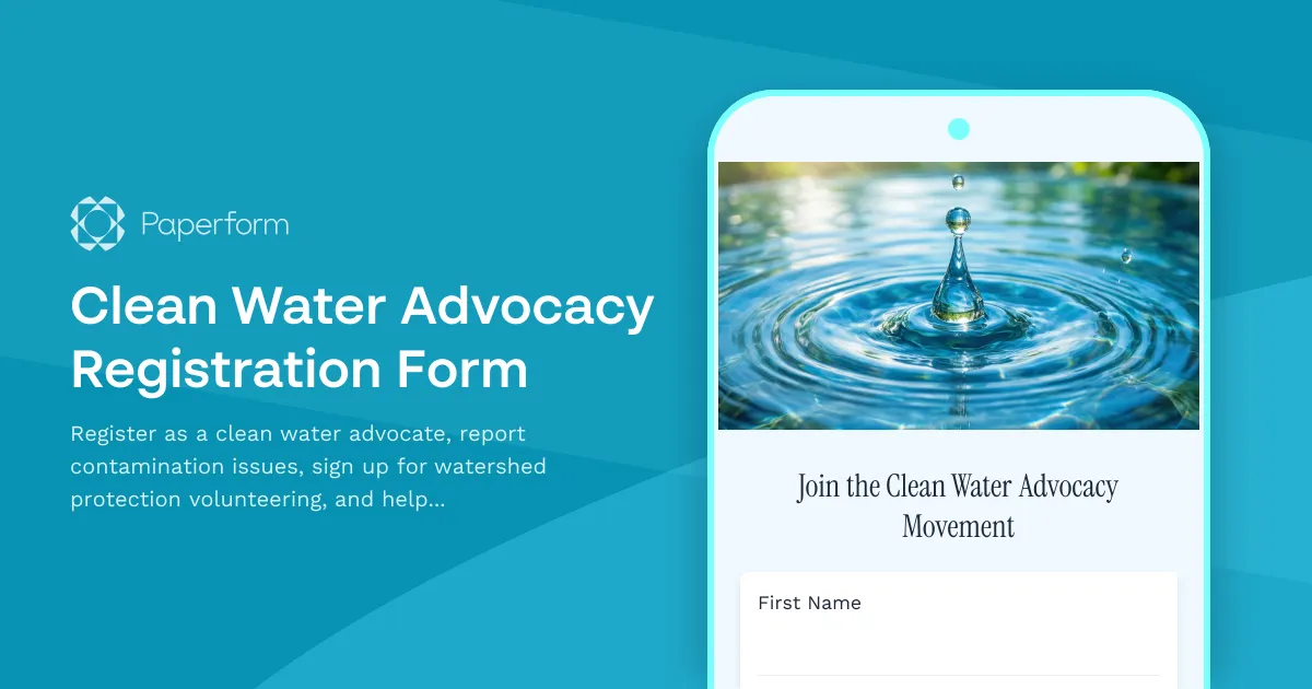 Clean Water Advocacy Registration Form