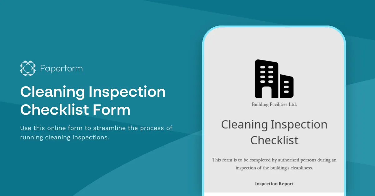 Cleaning Inspection Checklist Form