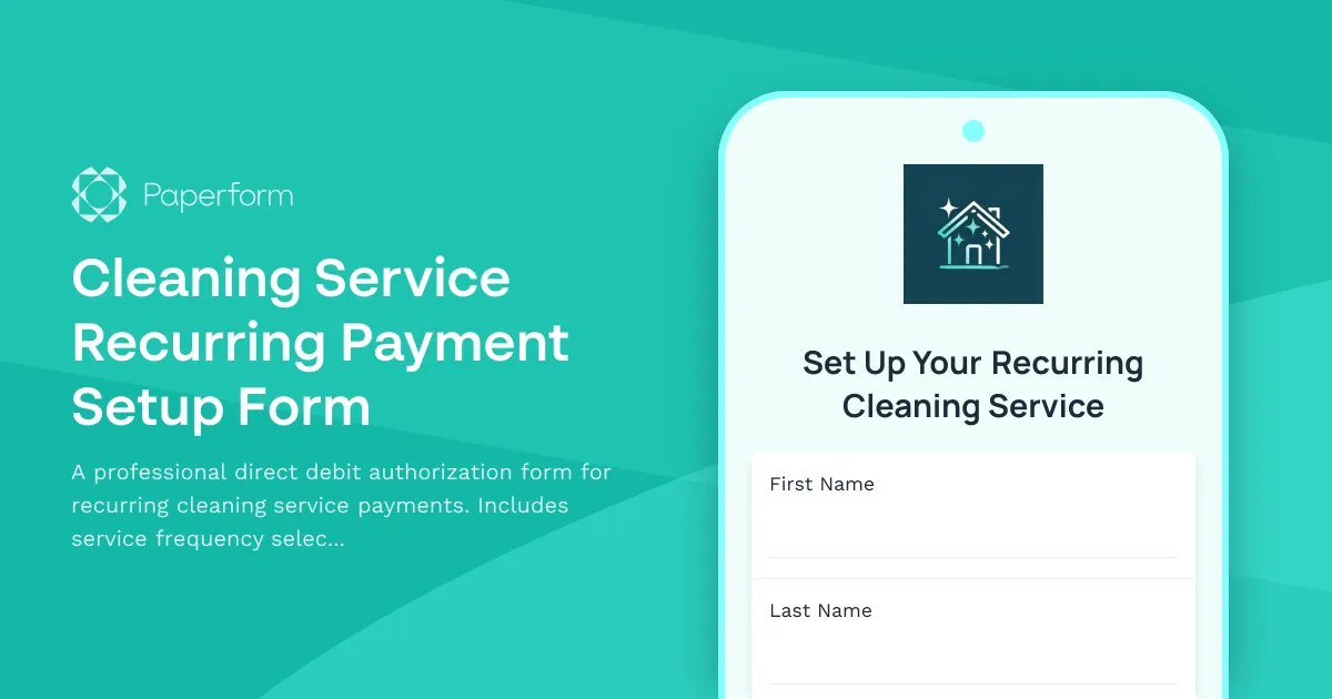 Cleaning Service Recurring Payment Setup Form
