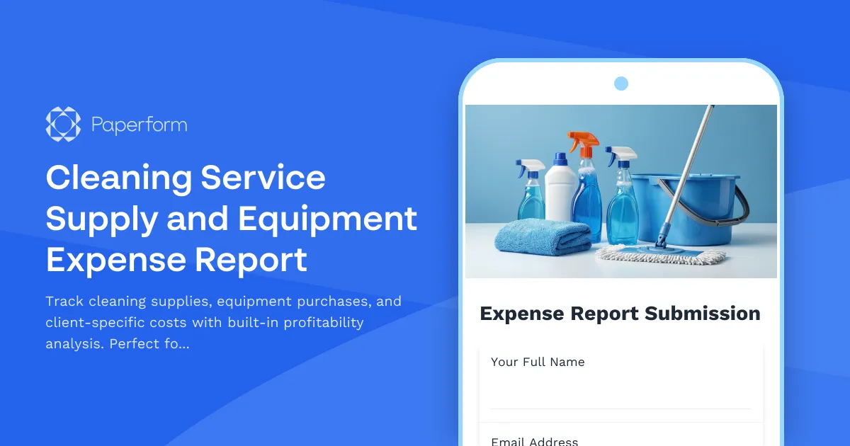 Cleaning Service Supply and Equipment Expense Report