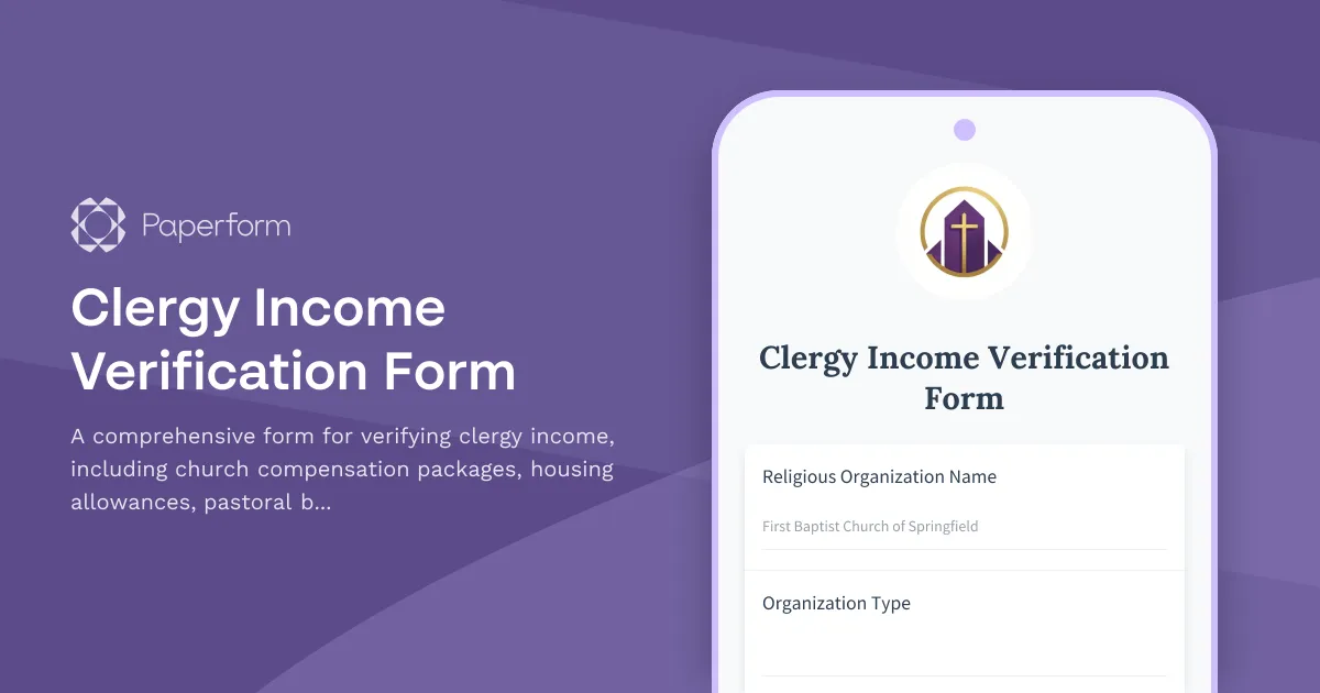 Clergy Income Verification Form