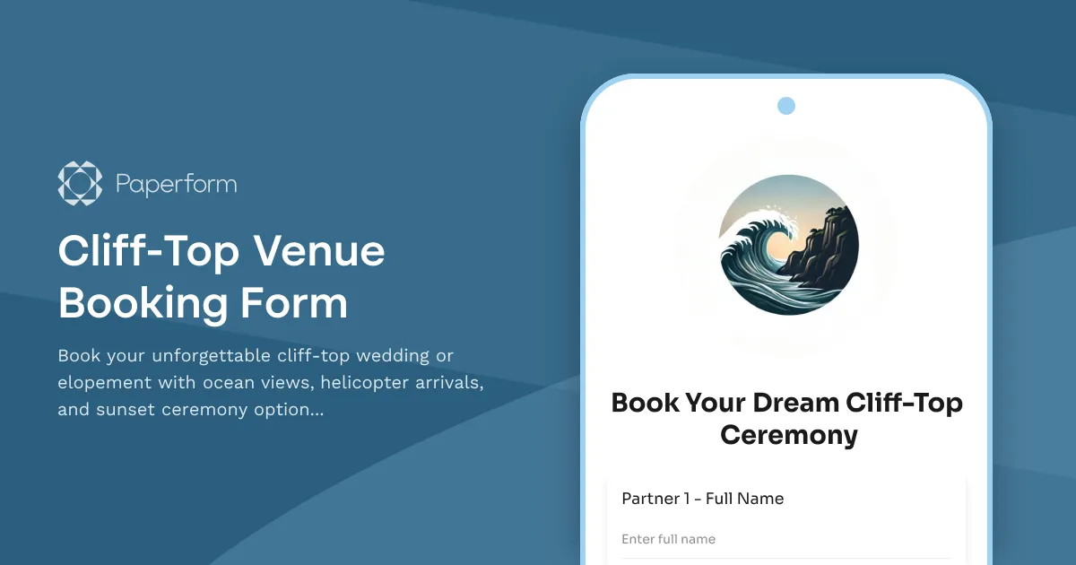 Cliff-Top Venue Booking Form