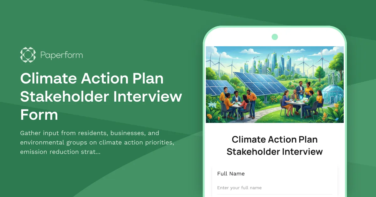 Climate Action Plan Stakeholder Interview Form