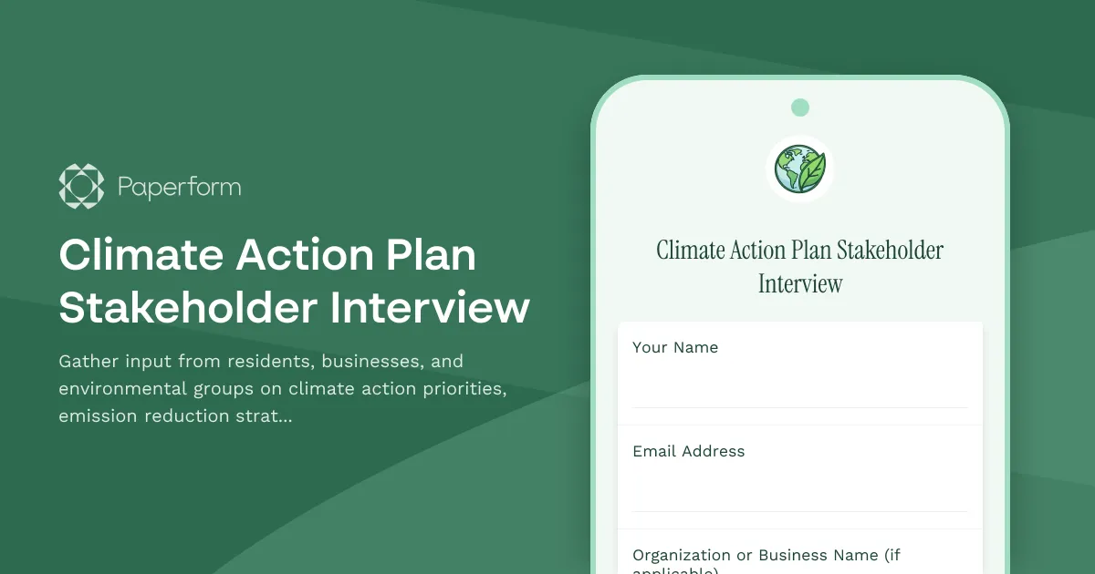 Climate Action Plan Stakeholder Interview