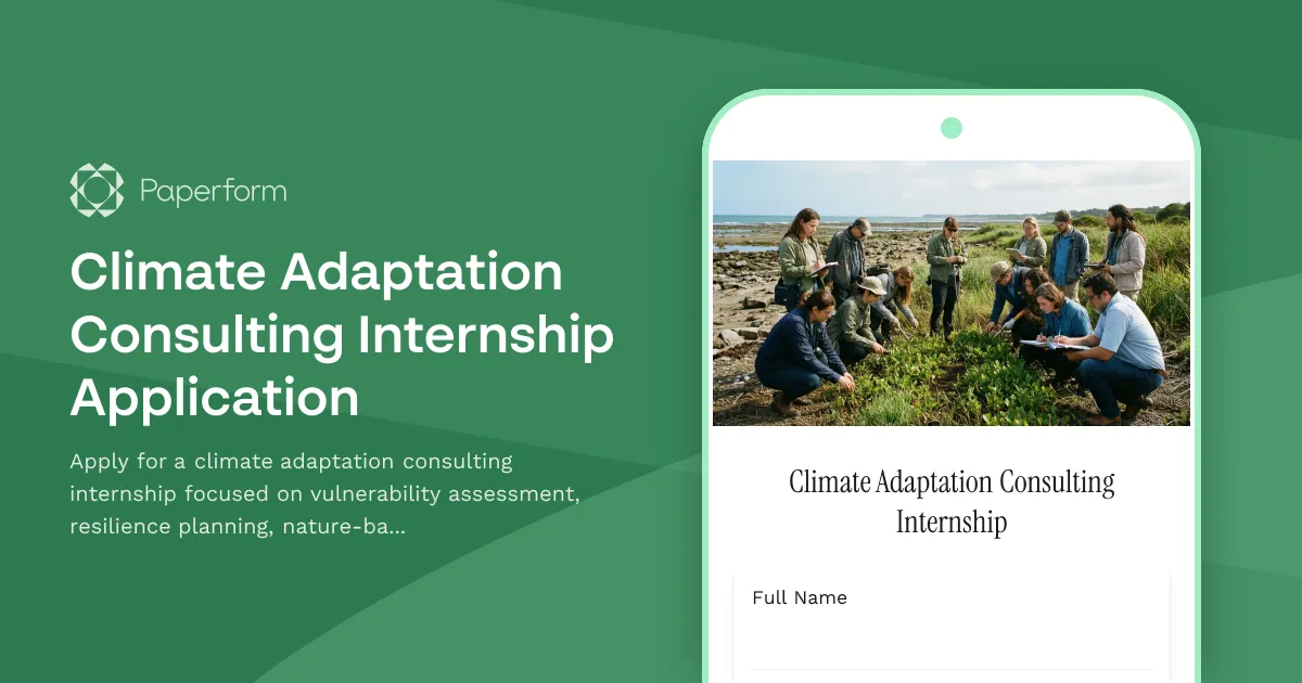 Climate Adaptation Consulting Internship Application