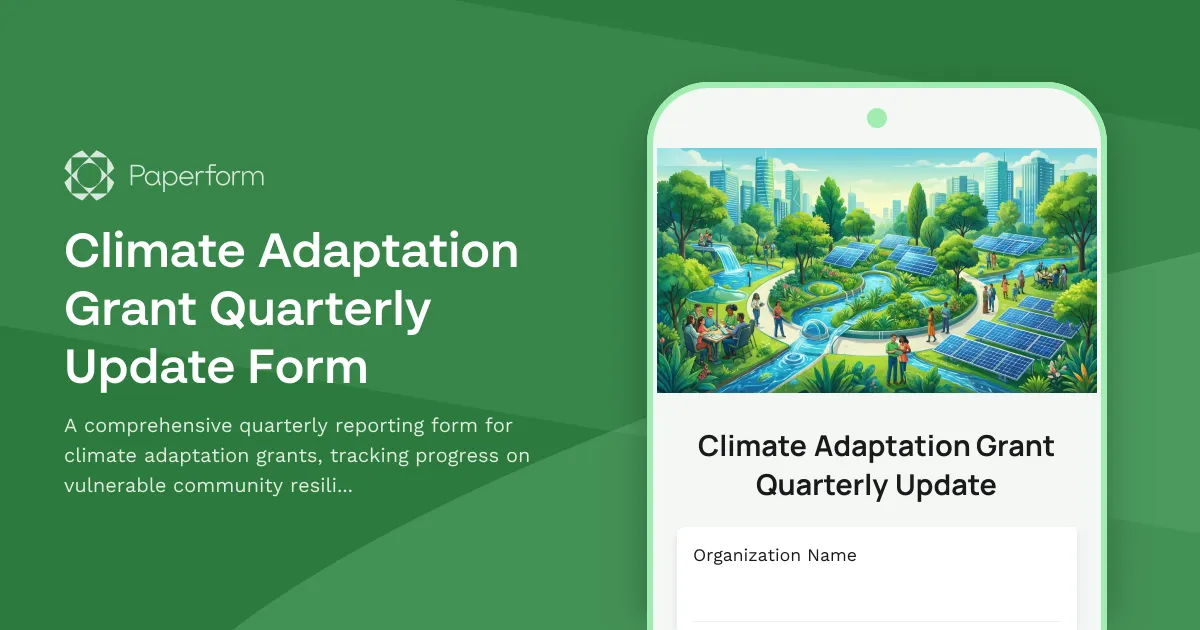 Climate Adaptation Grant Quarterly Update Form