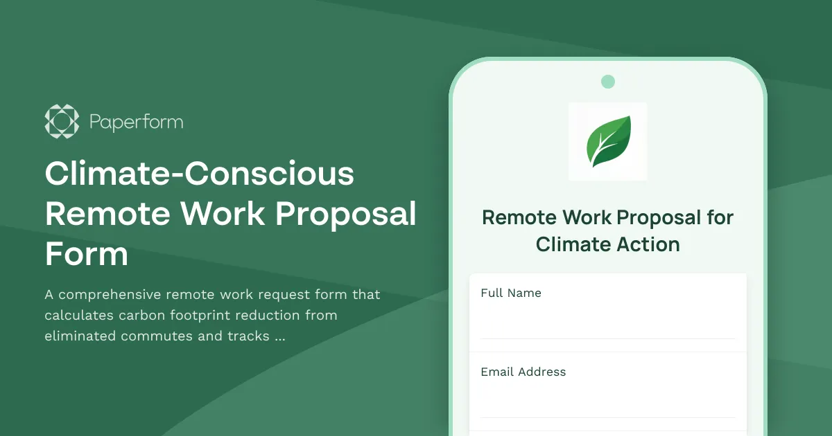 Climate-Conscious Remote Work Proposal Form