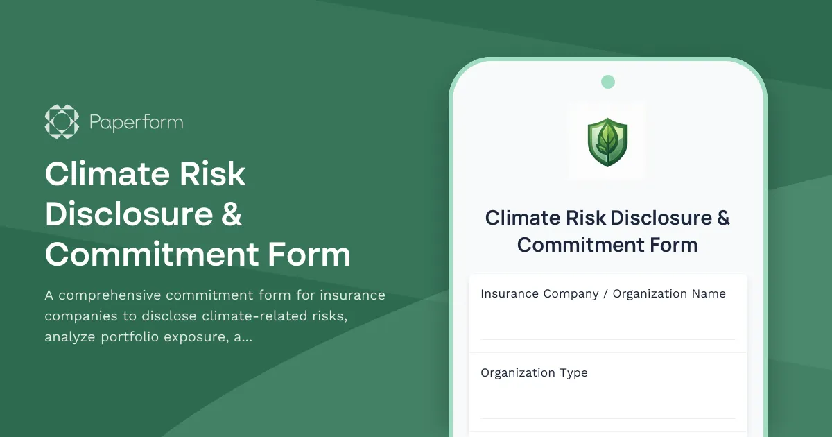 Climate Risk Disclosure & Commitment Form