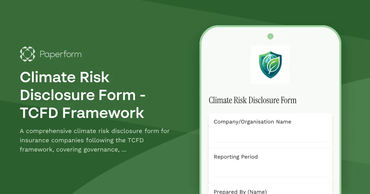 Climate Risk Disclosure Form - TCFD Framework