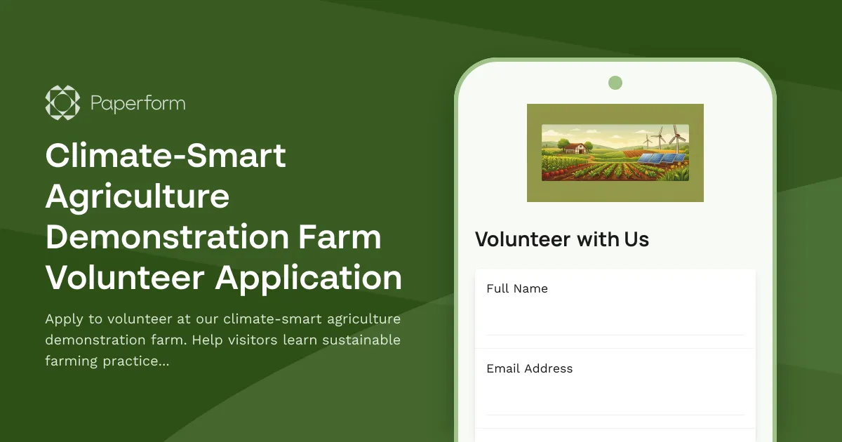 Climate-Smart Agriculture Demonstration Farm Volunteer Application