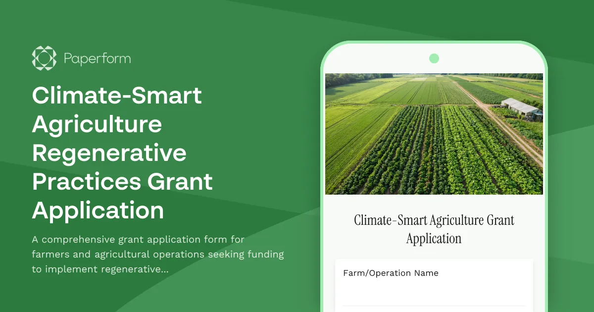 Climate-Smart Agriculture Regenerative Practices Grant Application