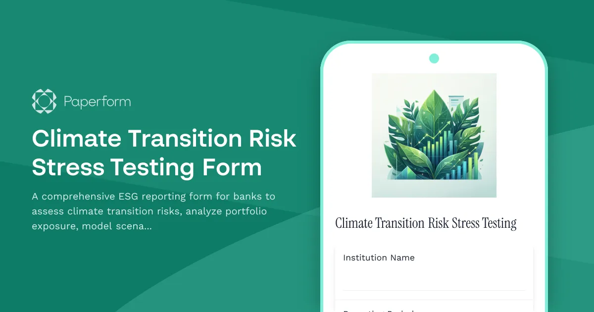 Climate Transition Risk Stress Testing Form