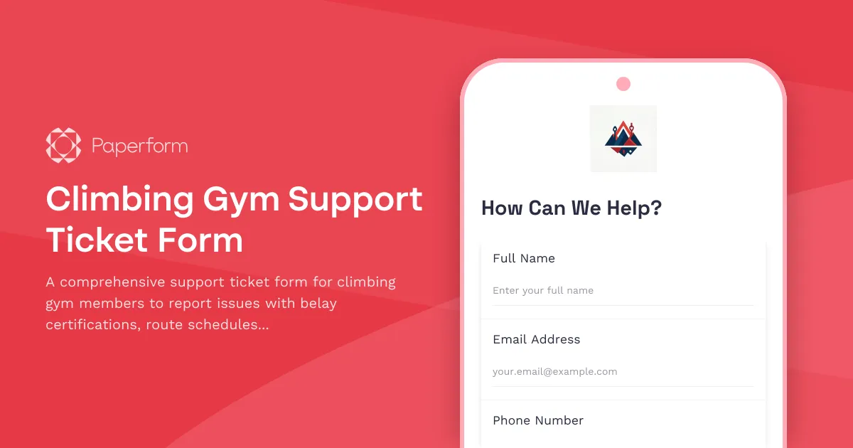 Climbing Gym Support Ticket Form