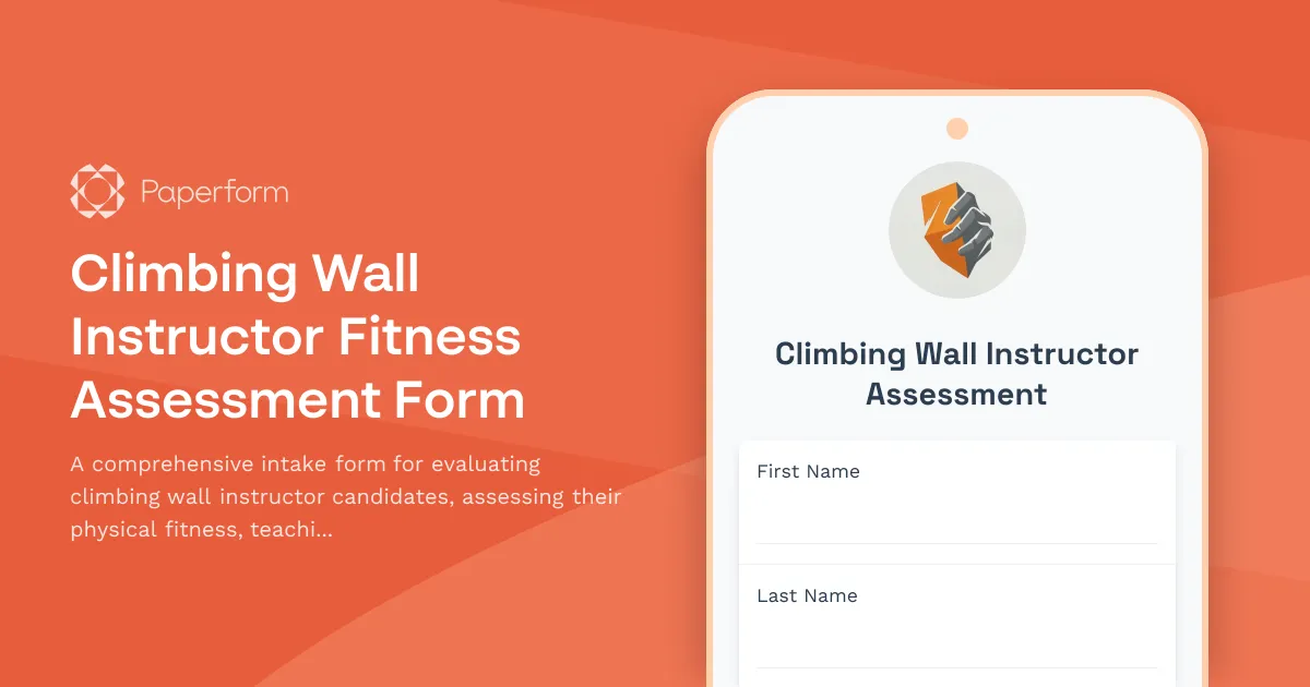 Climbing Wall Instructor Fitness Assessment Form