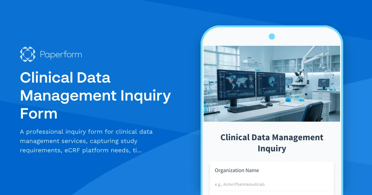 Clinical Data Management Inquiry Form