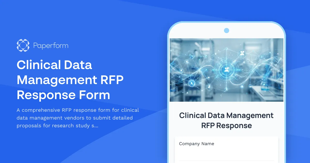 Clinical Data Management RFP Response Form