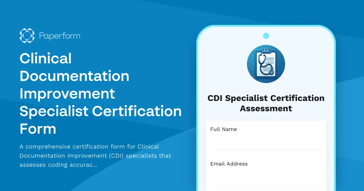 Clinical Documentation Improvement Specialist Certification Form