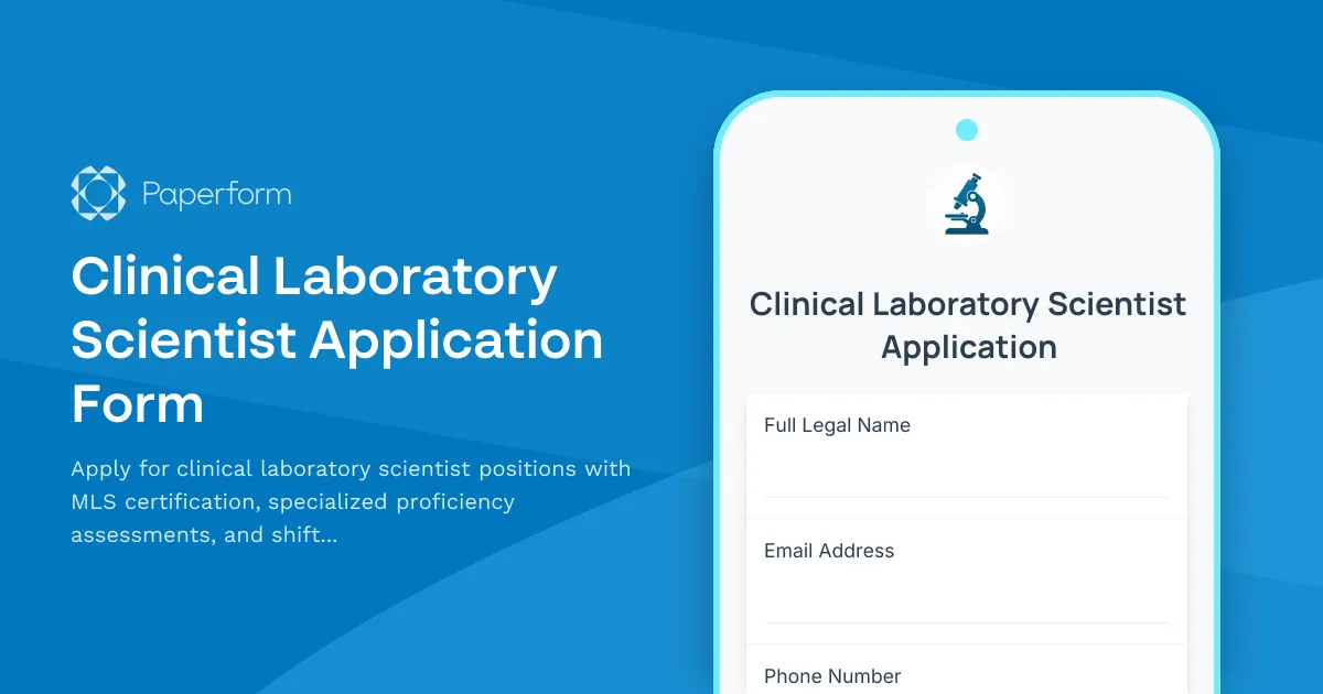 Clinical Laboratory Scientist Application Form
