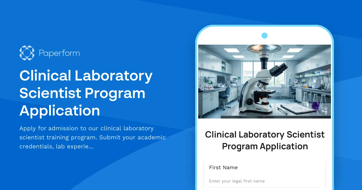 Clinical Laboratory Scientist Program Application
