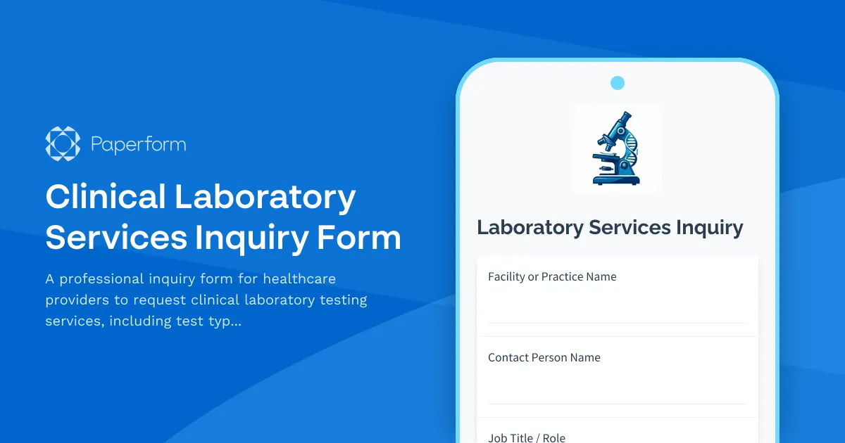 Clinical Laboratory Services Inquiry Form