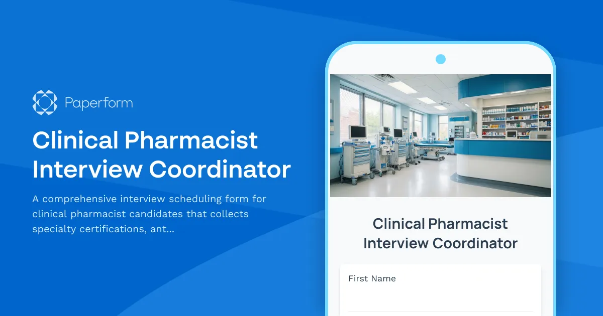 Clinical Pharmacist Interview Coordinator