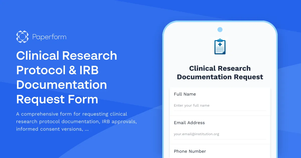 Clinical Research Protocol & IRB Documentation Request Form